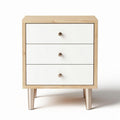 Kast met drie lades van hout en MDF in wit en natuurlijk hout 50 x 40 x 60cm