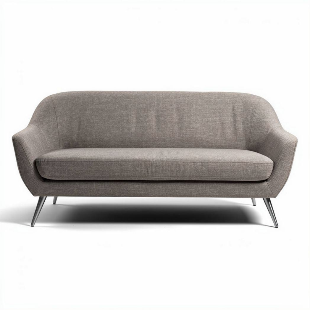 Grijs stoffen bank met metalen poten 190 x 85 x 85cm