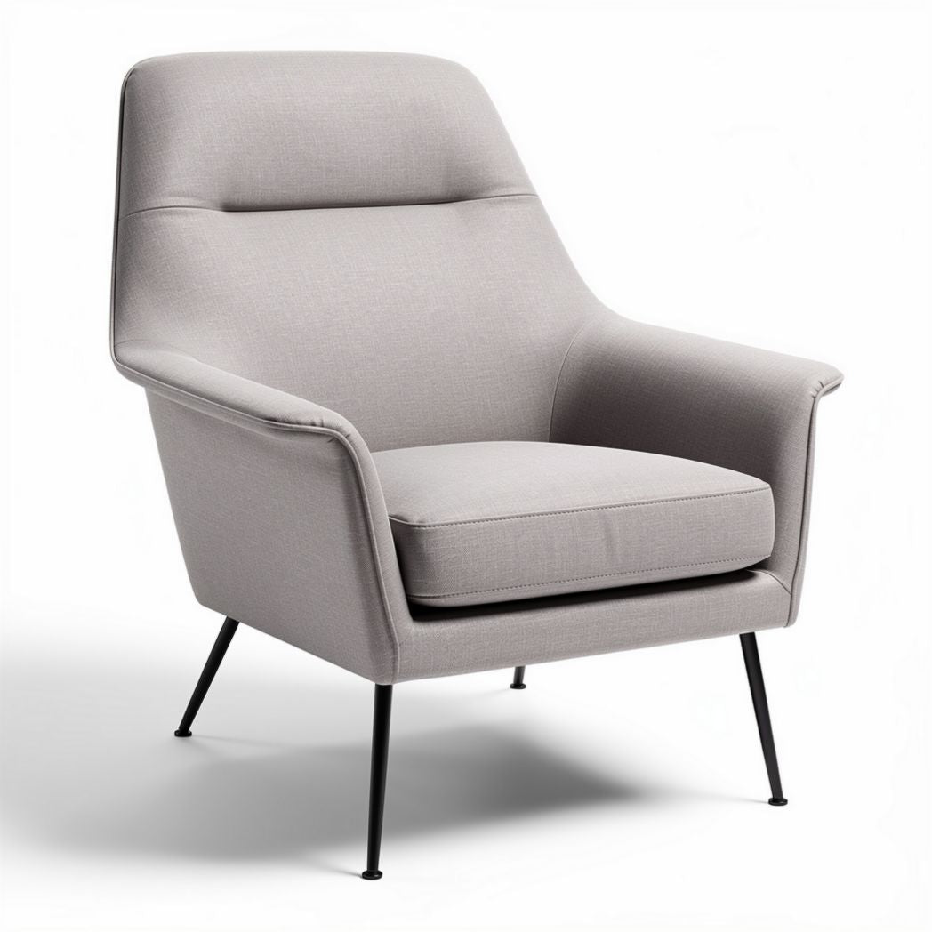 Grijze fauteuil met metalen poten en comfortabele zitting 80 x 80 x 100cm