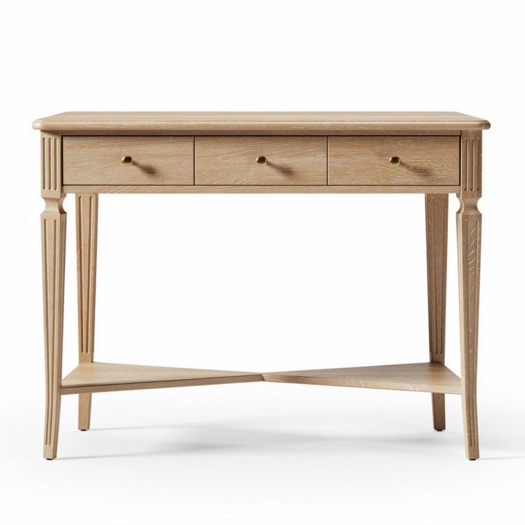 Houten console tafel met drie lades en een afmeting van 90 x 40 x 75cm