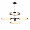 Hanglamp met drie glazen lampen in wit en zwart met een diameter van 40 cm