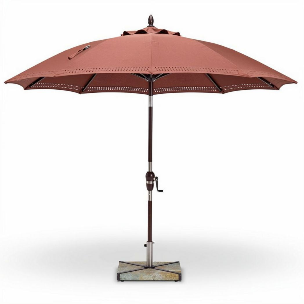 Tuin parasol van aluminium met verstelbare hoogte en bruine doek 250 x 250 x 240cm