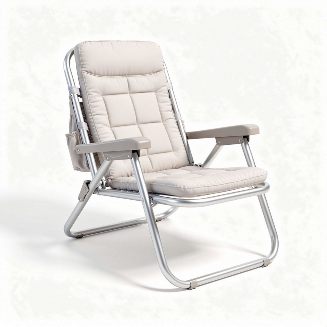 Opvouwbare ligstoel met aluminium frame en bekleding in lichtbeige 90 x 65 x 90cm