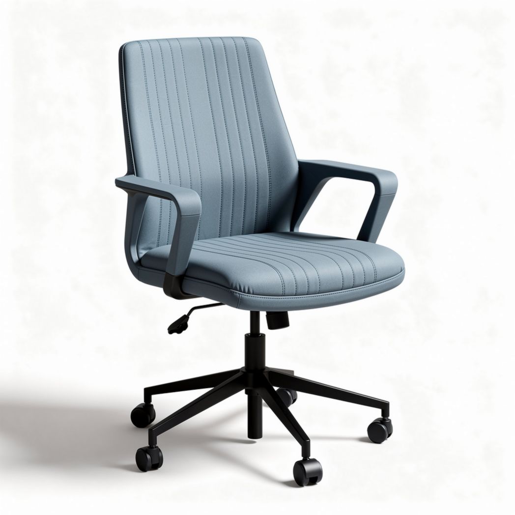 Bureau stoel met verstelbare hoogte in lichtblauw met wieltjes 55 x 60 x 95cm