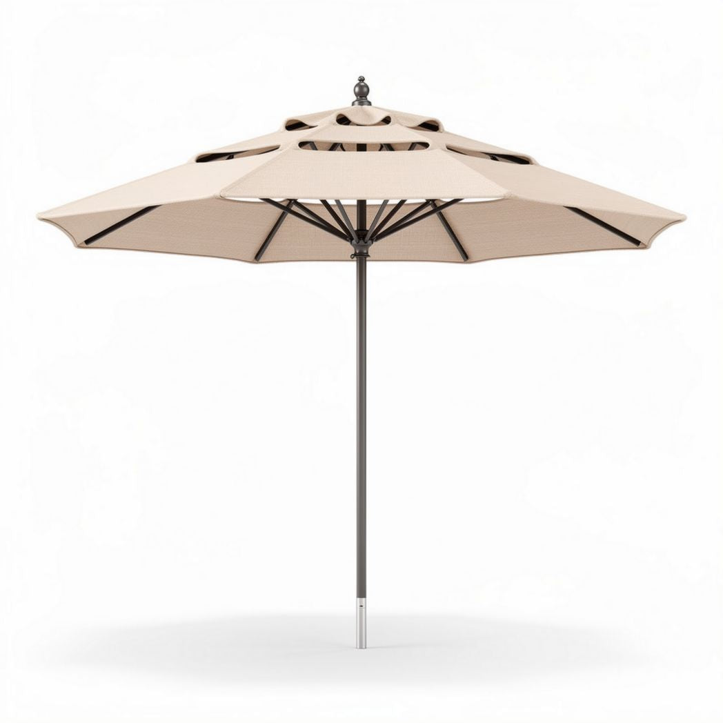 Parasol van 200 x 200 x 250 cm in beige met sterke aluminium steel